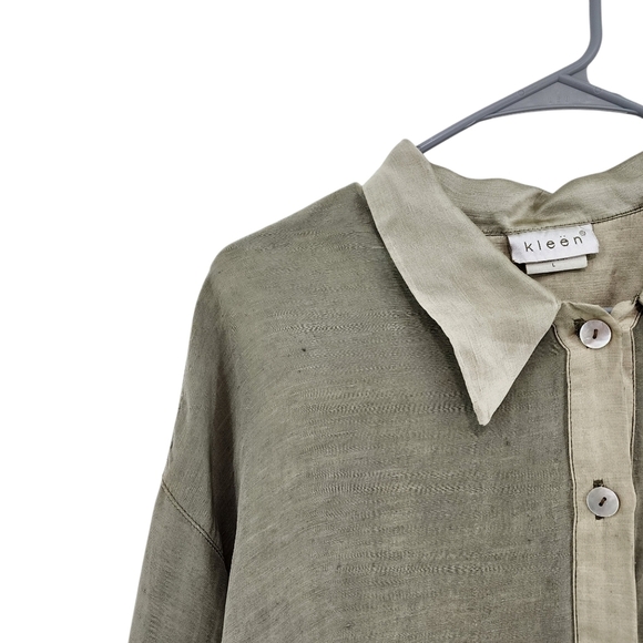 Kleen Women's Silk Linen Long Sleeves Button Front Tunic Top Lagenlook - L - Picture 2 of 8